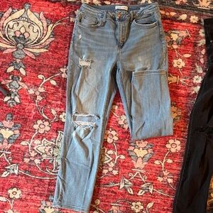 Flying Monkey Light Blue Distressed Ankle Jeans